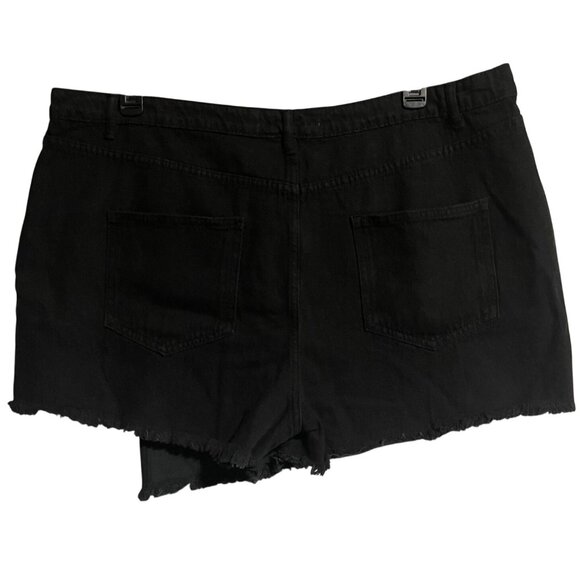 Highway Jeans Womens Frayed Hem Black Denim Skort Shorts Plus Size 20 - Picture 3 of 8
